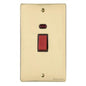 Elite Flat Plate Range Polished Brass Switches & Sockets, T01 - 45A DP Cooker Switch with Neon (tall plate) by Heritage Brass By M-Marcus