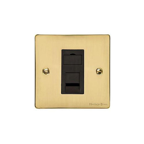 Elite Flat Plate Range Polished Brass Switches & Sockets, T01 - 1 Gang RJ11 by Heritage Brass By M-Marcus
