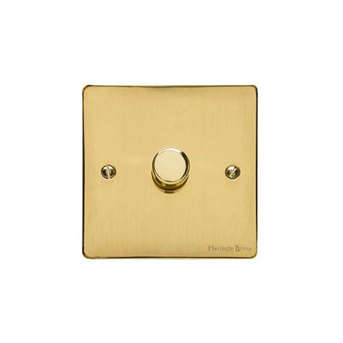 Elite Flat Plate Range Polished Brass Switches & Sockets, T01 - 1 Gang Dimmer 400 watts (Compatible with halogen/ incandescent bulbs) by Heritage Brass By M-Marcus