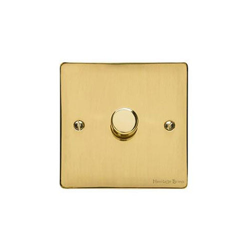 Elite Flat Plate Range Polished Brass Switches & Sockets, T01 - 1 Gang TED Dimmer (Compatible with LED Lamps) by Heritage Brass By M-Marcus