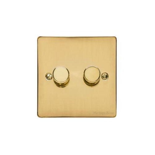 Elite Flat Plate Range Polished Brass, T01 - 2G Multi Location Secondary Dimmer