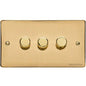 Elite Flat Plate Range Polished Brass Switches & Sockets, T01 - 3 Gang Dimmer 400 watts (Compatible with halogen/ incandescent bulbs) by Heritage Brass By M-Marcus