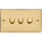 Elite Flat Plate Range Polished Brass, T01 - 3G Multi Location Primary Dimmer