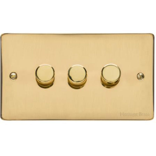 Elite Flat Plate Range Polished Brass, T01 - 3G Multi Location Secondary Dimmer