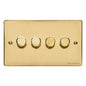 Elite Flat Plate Range Polished Brass Switches & Sockets, T01 - 4 Gang TED Dimmer (Compatible with LED Lamps) by Heritage Brass By M-Marcus