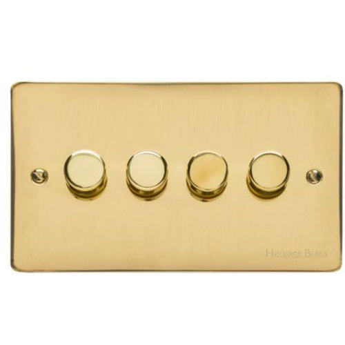 Elite Flat Plate Range Polished Brass Switches & Sockets, T01 - 4G Multi Location Primary Dimmer by Heritage Brass By M-Marcus