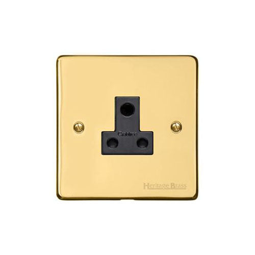 Elite Flat Plate Range Polished Brass Switches & Sockets, T01 - 5 Amp 3 Round Pin Socket by Heritage Brass By M-Marcus
