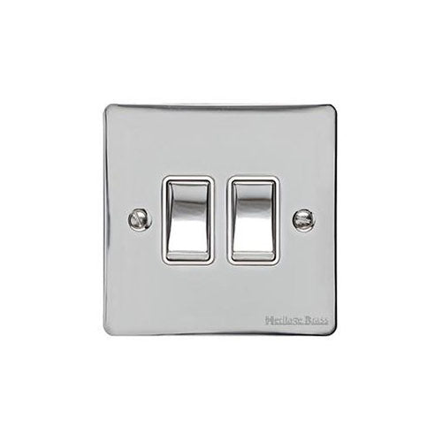 Elite Flat Plate Range Polished Chrome Switches & Sockets, T02 - 2 Gang Rocker Switch by Heritage Brass By M-Marcus