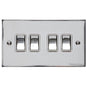 Elite Flat Plate Range Polished Chrome Switches & Sockets, T02 - 4 Gang Rocker Switch by Heritage Brass By M-Marcus