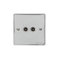 Elite Flat Plate Range Polished Chrome Switches & Sockets, T02 - 2 Gang TV Coaxial Socket by Heritage Brass By M-Marcus