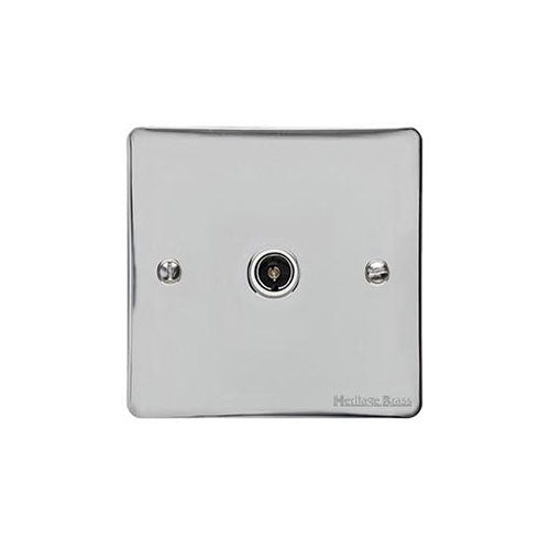 Elite Flat Plate Range Polished Chrome Switches & Sockets, T02 - 1 Gang Isolated TV Coaxial Socket by Heritage Brass By M-Marcus