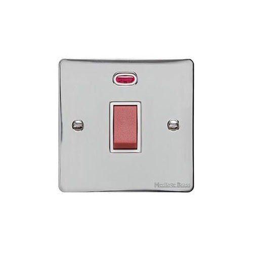 Elite Flat Plate Range Polished Chrome Switches & Sockets, T02 - 45A DP Cooker Switch with Neon (single plate) by Heritage Brass By M-Marcus