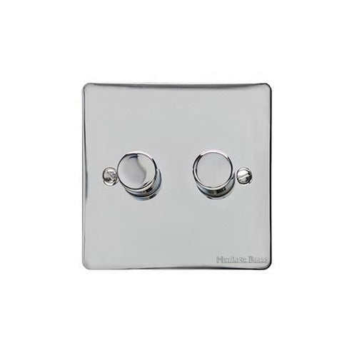 Elite Flat Plate Range Polished Chrome Switches & Sockets, T02 - 2G Multi Location Primary Dimmer by Heritage Brass By M-Marcus