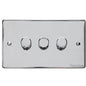 Elite Flat Plate Range Polished Chrome Switches & Sockets, T02 - 3 Gang Dimmer 250 watts (Compatible with halogen/ incandescent bulbs) by Heritage Brass By M-Marcus