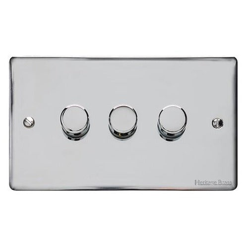 Elite Flat Plate Range Polished Chrome Switches & Sockets, T02 - 3G Multi Location Secondary Dimmer by Heritage Brass By M-Marcus