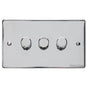 Elite Flat Plate Range Polished Chrome Switches & Sockets, T02 - 3 Gang Dimmer 400 watts (Compatible with halogen/ incandescent bulbs) by Heritage Brass By M-Marcus