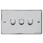 Elite Flat Plate Range Polished Chrome Switches & Sockets, T02 - 3 Gang TED Dimmer (Compatible with LED Lamps) by Heritage Brass By M-Marcus