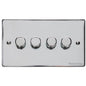 Elite Flat Plate Range Polished Chrome Switches & Sockets, T02 - 4 Gang Dimmer 250 watts (Compatible with halogen/ incandescent bulbs) by Heritage Brass By M-Marcus