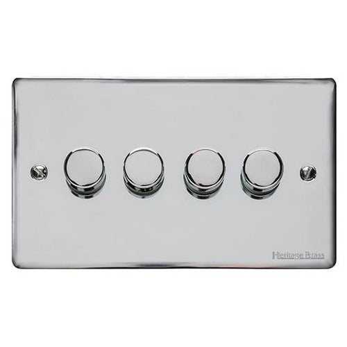 Elite Flat Plate Range Polished Chrome Switches & Sockets, T02 - 4G Multi Location Secondary Dimmer by Heritage Brass By M-Marcus