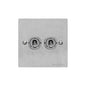 Elite Flat Plate Range Satin Chrome Switches & Sockets, T03 - 2 Gang Toggle Switch by Heritage Brass By M-Marcus