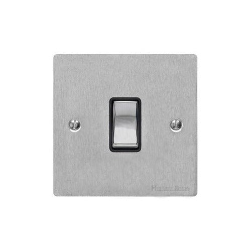 Elite Flat Plate Range Satin Chrome Switches & Sockets, T03 - 1 Gang Intermediate Rocker Switch by Heritage Brass By M-Marcus
