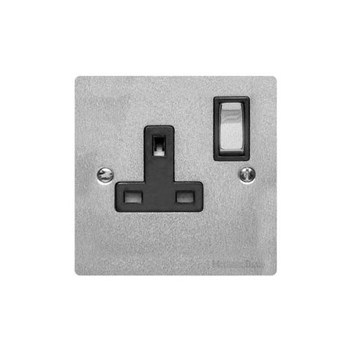 Elite Flat Plate Range Satin Chrome Switches & Sockets, T03 - Single Socket (13 Amp) by Heritage Brass By M-Marcus
