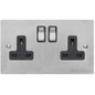 Elite Flat Plate Range Satin Chrome Switches & Sockets, T03 - Double Socket (13 Amp) by Heritage Brass By M-Marcus