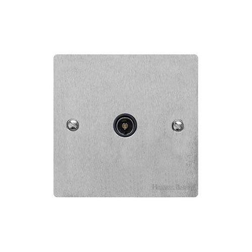 Elite Flat Plate Range Satin Chrome Switches & Sockets, T03 - 1 Gang Isolated TV Coaxial Socket by Heritage Brass By M-Marcus