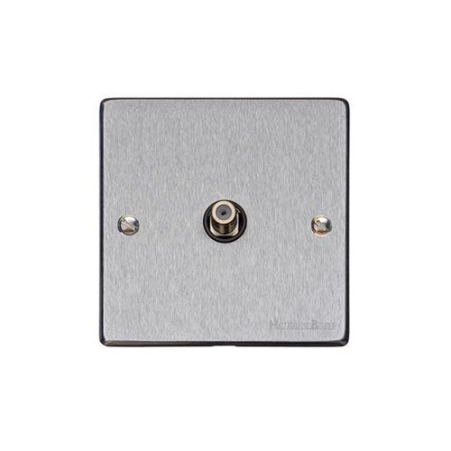 Elite Flat Plate Range Satin Chrome Switches & Sockets, T03 - 1 Gang Satellite Socket by Heritage Brass By M-Marcus