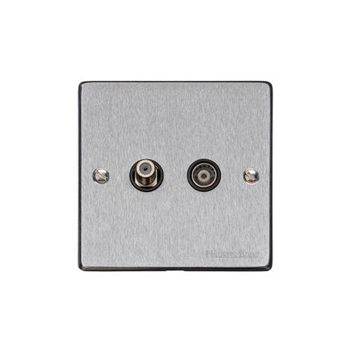 Elite Flat Plate Range Satin Chrome Switches & Sockets, T03 - TV/Satellite Socket by Heritage Brass By M-Marcus