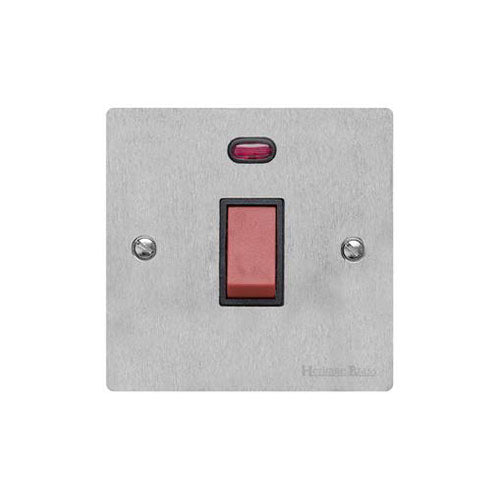 Elite Flat Plate Range Satin Chrome Switches & Sockets, T03 - 45A DP Cooker Switch with Neon (single plate) by Heritage Brass By M-Marcus