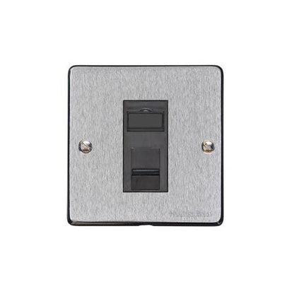 Elite Flat Plate Range Satin Chrome Switches & Sockets, T03 - 1 Gang CAT6 by Heritage Brass By M-Marcus