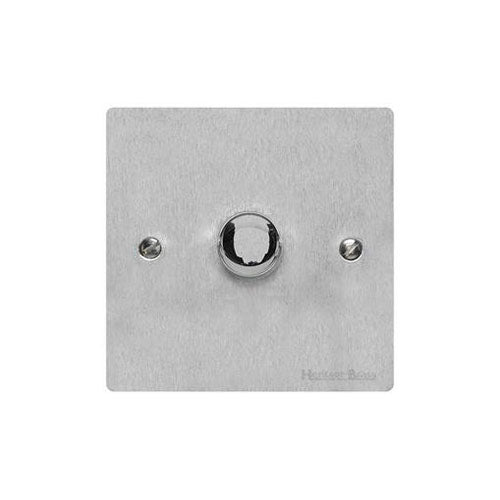 Elite Flat Plate Range Satin Chrome Switches & Sockets, T03 - 1 Gang Dimmer 400 watts (Compatible with halogen/ incandescent bulbs) by Heritage Brass By M-Marcus