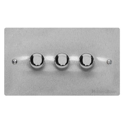 Elite Flat Plate Range Satin Chrome Switches & Sockets, T03 - 3G Multi Location Secondary Dimmer by Heritage Brass By M-Marcus