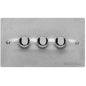 Elite Flat Plate Range Satin Chrome Switches & Sockets, T03 - 3 Gang Dimmer 400 watts (Compatible with halogen/ incandescent bulbs) by Heritage Brass By M-Marcus