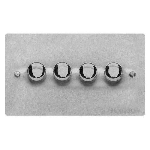 Elite Flat Plate Range Satin Chrome Switches & Sockets, T03 - 4G Multi Location Primary Dimmer by Heritage Brass By M-Marcus