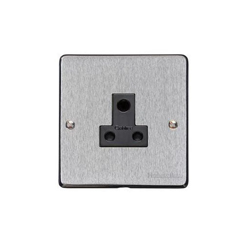 Elite Flat Plate Range Satin Chrome Switches & Sockets, T03 - 5 Amp 3 Round Pin Socket by Heritage Brass By M-Marcus