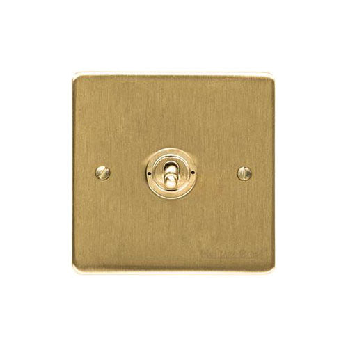 Elite Flat Plate Range Satin Brass Switches & Sockets, T04 - 1 Gang Intermediate Toggle Switch by Heritage Brass By M-Marcus