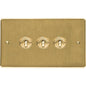 Elite Flat Plate Range Satin Brass Switches & Sockets, T04 - 3 Gang Toggle Switch by Heritage Brass By M-Marcus