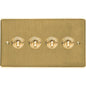 Elite Flat Plate Range Satin Brass Switches & Sockets, T04 - 4 Gang Toggle Switch by Heritage Brass By M-Marcus
