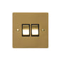 Elite Flat Plate Range Satin Brass Switches & Sockets, T04 - 2 Gang Rocker Switch by Heritage Brass By M-Marcus