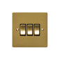 Elite Flat Plate Range Satin Brass Switches & Sockets, T04 - 3 Gang Rocker Switch by Heritage Brass By M-Marcus