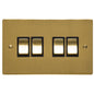 Elite Flat Plate Range Satin Brass Switches & Sockets, T04 - 4 Gang Rocker Switch by Heritage Brass By M-Marcus