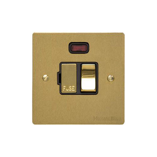 Elite Flat Plate Range Satin Brass Switches & Sockets, T04 - Switched Spur with Neon (13 Amp) by Heritage Brass By M-Marcus