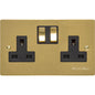 Elite Flat Plate Range Satin Brass Switches & Sockets, T04 - Double Socket (13 Amp) by Heritage Brass By M-Marcus
