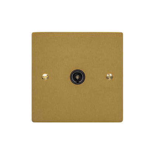 Elite Flat Plate Range Satin Brass Switches & Sockets, T04 - 1 Gang Non-Isolated TV Coaxial Socket by Heritage Brass By M-Marcus