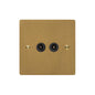 Elite Flat Plate Range Satin Brass Switches & Sockets, T04 - 2 Gang TV Coaxial Socket by Heritage Brass By M-Marcus