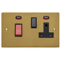 Elite Flat Plate Range Satin Brass Switches & Sockets, T04 - 45A Cooker Unit + 13A Socket by Heritage Brass By M-Marcus