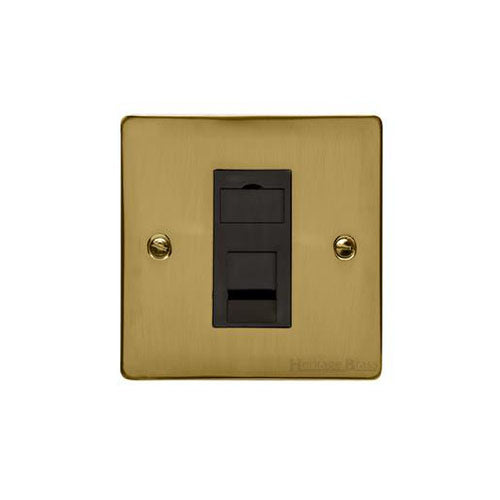 Elite Flat Plate Range Satin Brass Switches & Sockets, T04 - 1 Gang CAT6 by Heritage Brass By M-Marcus