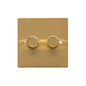 Elite Flat Plate Range Satin Brass Switches & Sockets, T04 - 2 Gang Dimmer 250 watts (Compatible with halogen/ incandescent bulbs) by Heritage Brass By M-Marcus